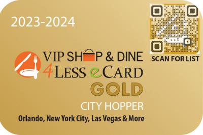 Orlando VIP Shop &amp; Dine 4 Less Card GOLD